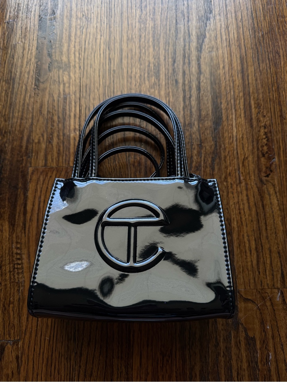 Telfar Small Black Patent Bag